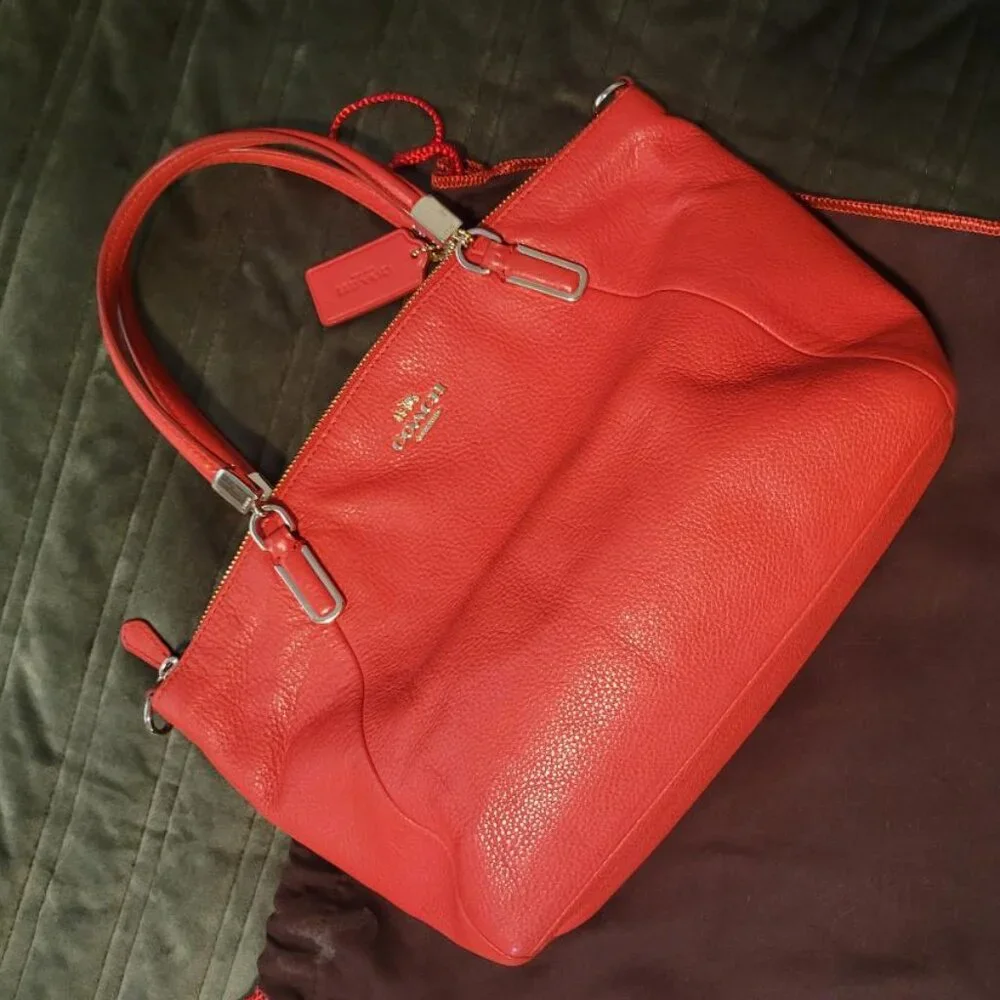 Coach Kelsey Satchel Tangerine|Orange Pebbled Leather with Dustbag - Picture 11 of 13